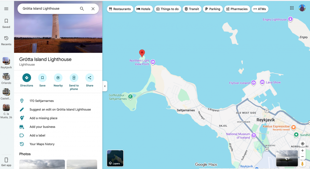 El faro de Seltjarnarnes mejor zona auroras Reykjavik
